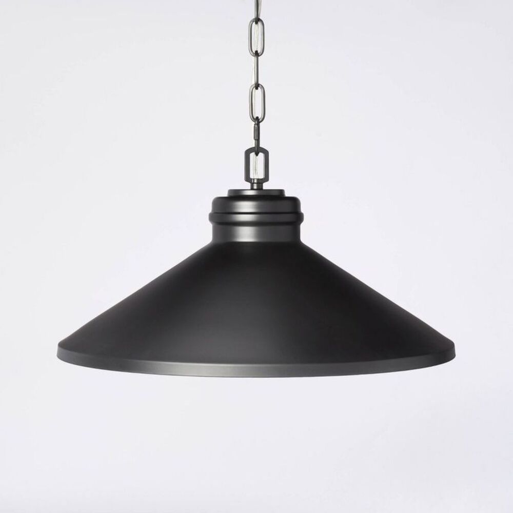 20" Large Adjustable Metal Pendant Ceiling Light - Matte Black Finish